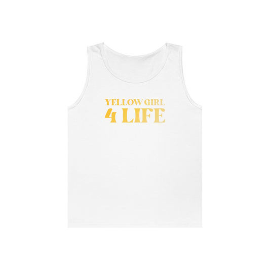💛 Yellow Girl 4 Life Ladies White Tank Top | Double-Sided Graphic Tank | Inspirational Sleeveless Tank for Women (Unisex)