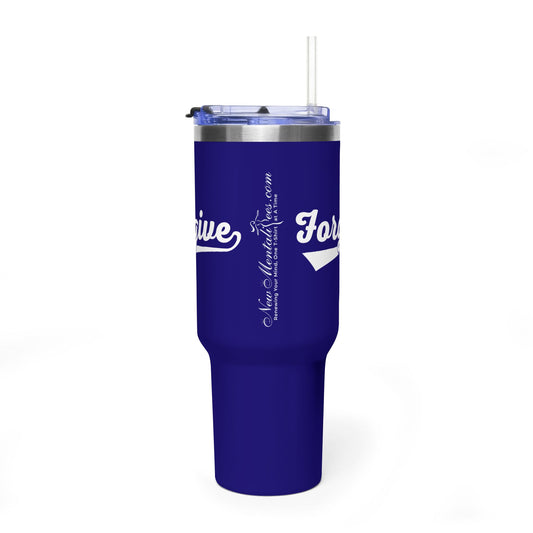 FORGIVE Baseball Script 40oz Tumbler – Faith-Based Drinkware – Christian Forgiveness Gift – Inspirational Coffee Cup