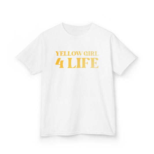 Yellow Girl 4 Life T-Shirt - Cute Youth White Graphic Tee, Positive Affirmation Shirt, Inspirational T-Shirt, Yellow Fashion Tee