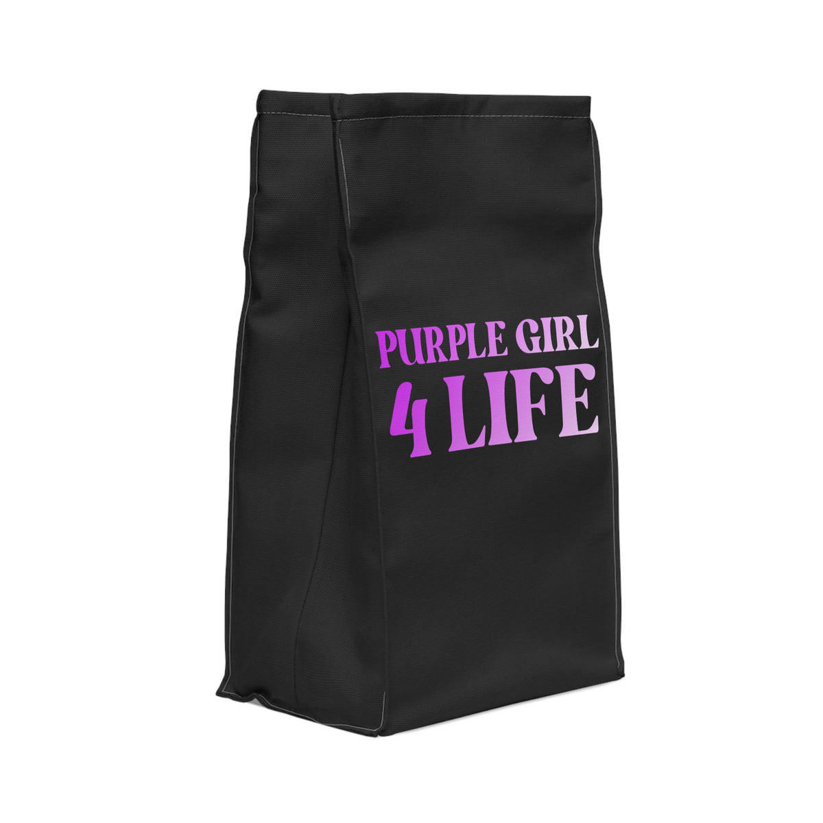 Purple Girl 4 Life Black Contrast Lunch Bag – Double-Sided Inspirational Purple Girl Lunch Tote | Insulated Lunch Bag | Girl Power Lunch Box