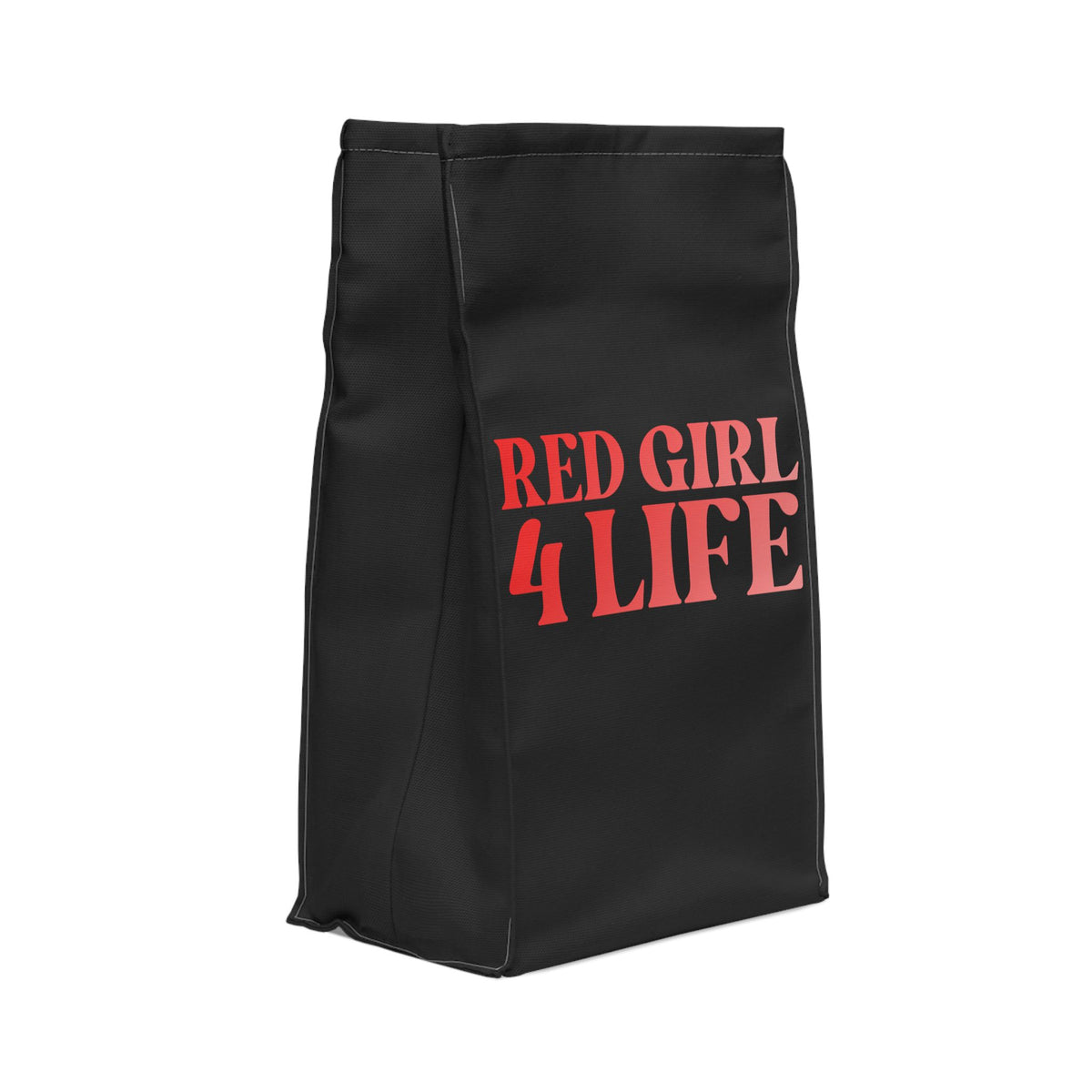 Red Girl 4 Life Black Contrast Lunch Bag – Double-Sided Inspirational Red Girl Lunch Tote | Insulated Lunch Bag | Girl Power Lunch Box
