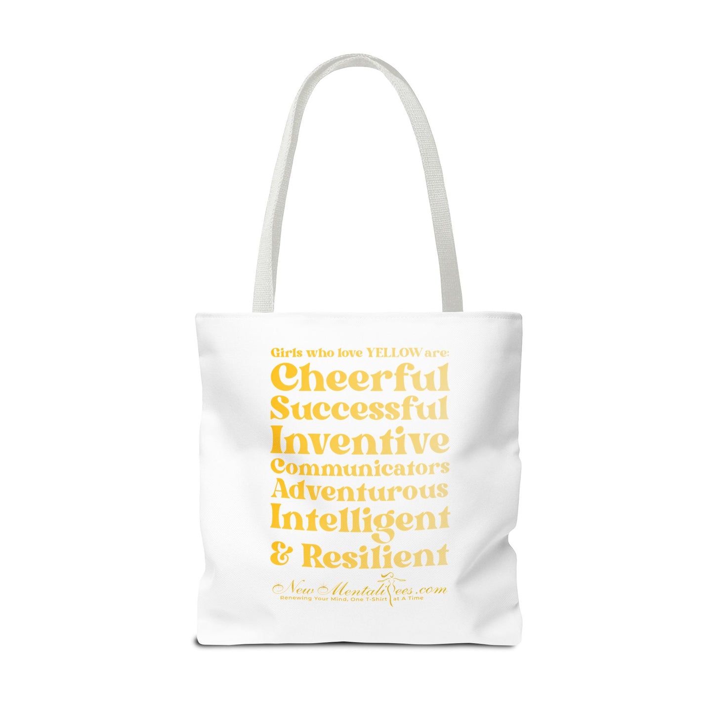 Yellow Girl 4 Life Tote Bag - Cute White Bag for Women and Girls, Double Sided Inspirational Tote