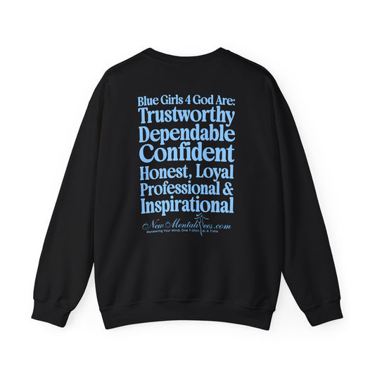 Blue Girls 4 God Adult Sweatshirt | Black Contrast