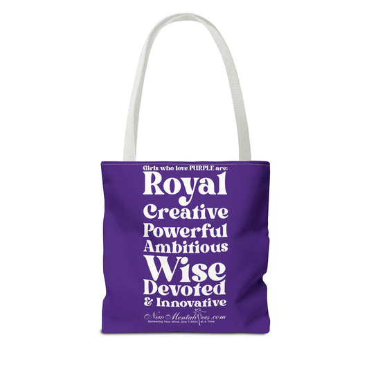 Purple Girl 4 Life Tote Bag - Cute Purple Bag for Women and Girls, Double Sided Inspirational Tote