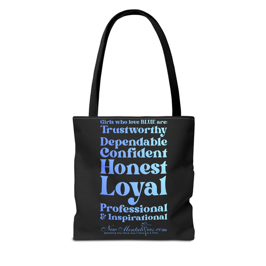 Blue Girl 4 Life Tote Bag - Cute Black Bag for Women and Girls, Double Sided Inspirational Tote