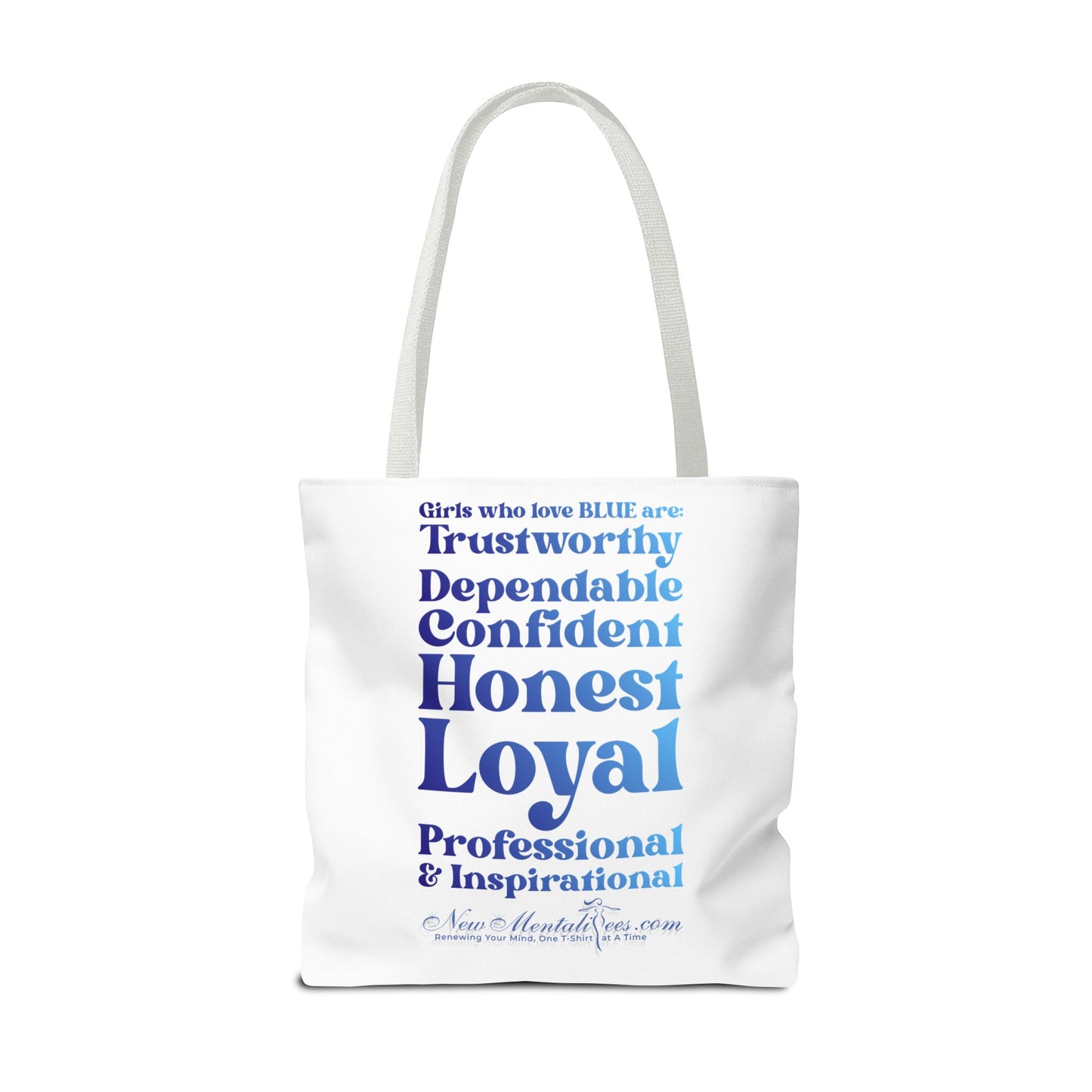 Blue Girl 4 Life Tote Bag - Cute White Bag for Women and Girls, Double Sided Inspirational Tote