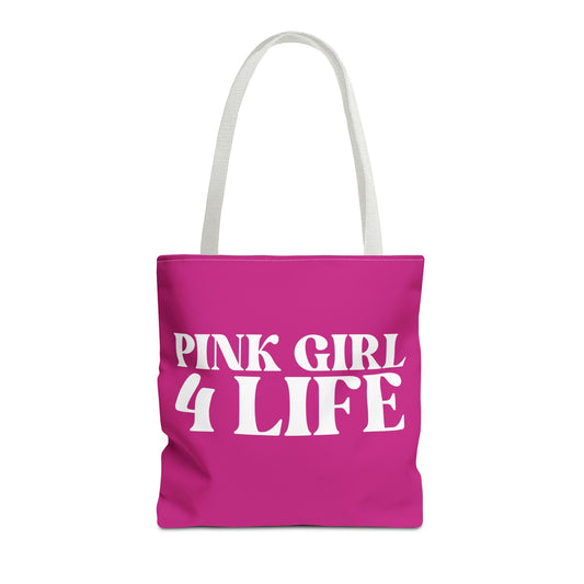 Pink Girl 4 Life Tote Bag - Cute Pink Bag for Women and Girls, Double Sided Inspirational Tote