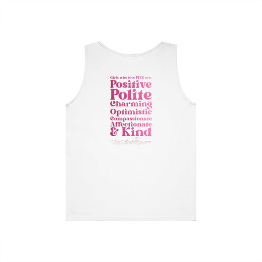 Pink Girl 4 Life Ladies White Tank Top | Double-Sided Graphic Tank | Inspirational Tank for Women (Unisex)