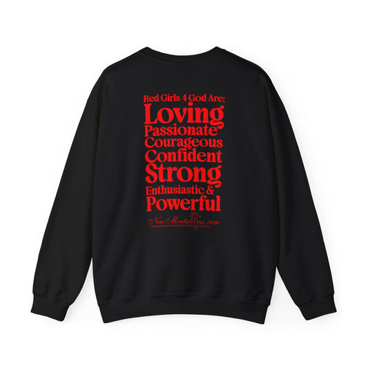 Red Girls 4 God Adult Sweatshirt | Black Contrast