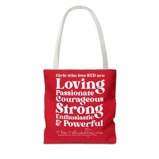 Red Girl 4 Life Tote Bag - Cute Red Bag for Women and Girls, Double Sided Inspirational Tote