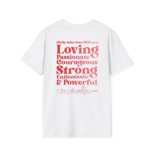 Red Girl 4 Life T-Shirt - Cute Ladies White Graphic Tee, Positive Affirmation Shirt, Inspirational T-Shirt, Red Fashion Tee