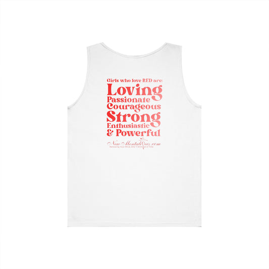 Red Girl 4 Life Ladies Sleeveless White Tank Top | Double-Sided Graphic Tank | Inspirational Tank for Women (Unisex)