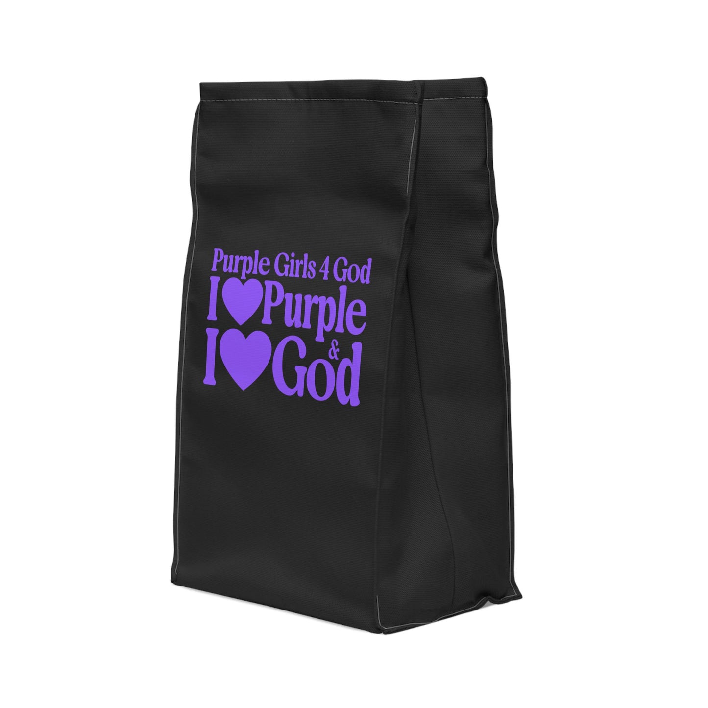 Purple Girls 4 God Black Contrast Lunch Tote – Double-Sided Inspirational Faith Lunch Bag | Insulated Lunch Bag | Gift for Girls & Women