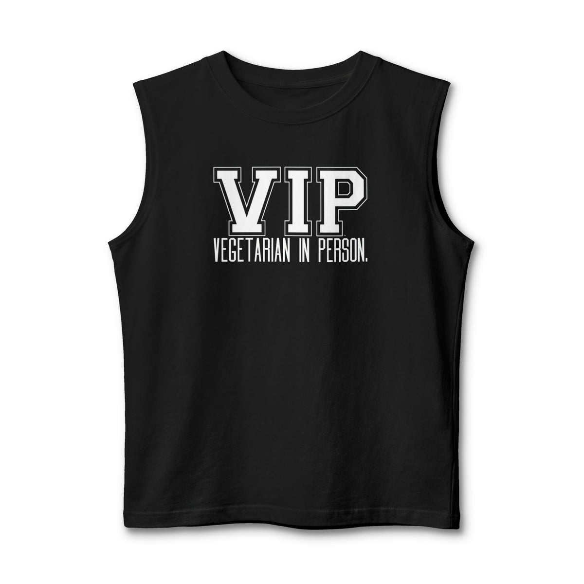 VIP Vegetarian Men’s Tank Top – Vegetarian In Person Statement Tank for Men | Plant-Based Lifestyle Muscle Tank | Healthy Living Workout & Summer Tank Top
