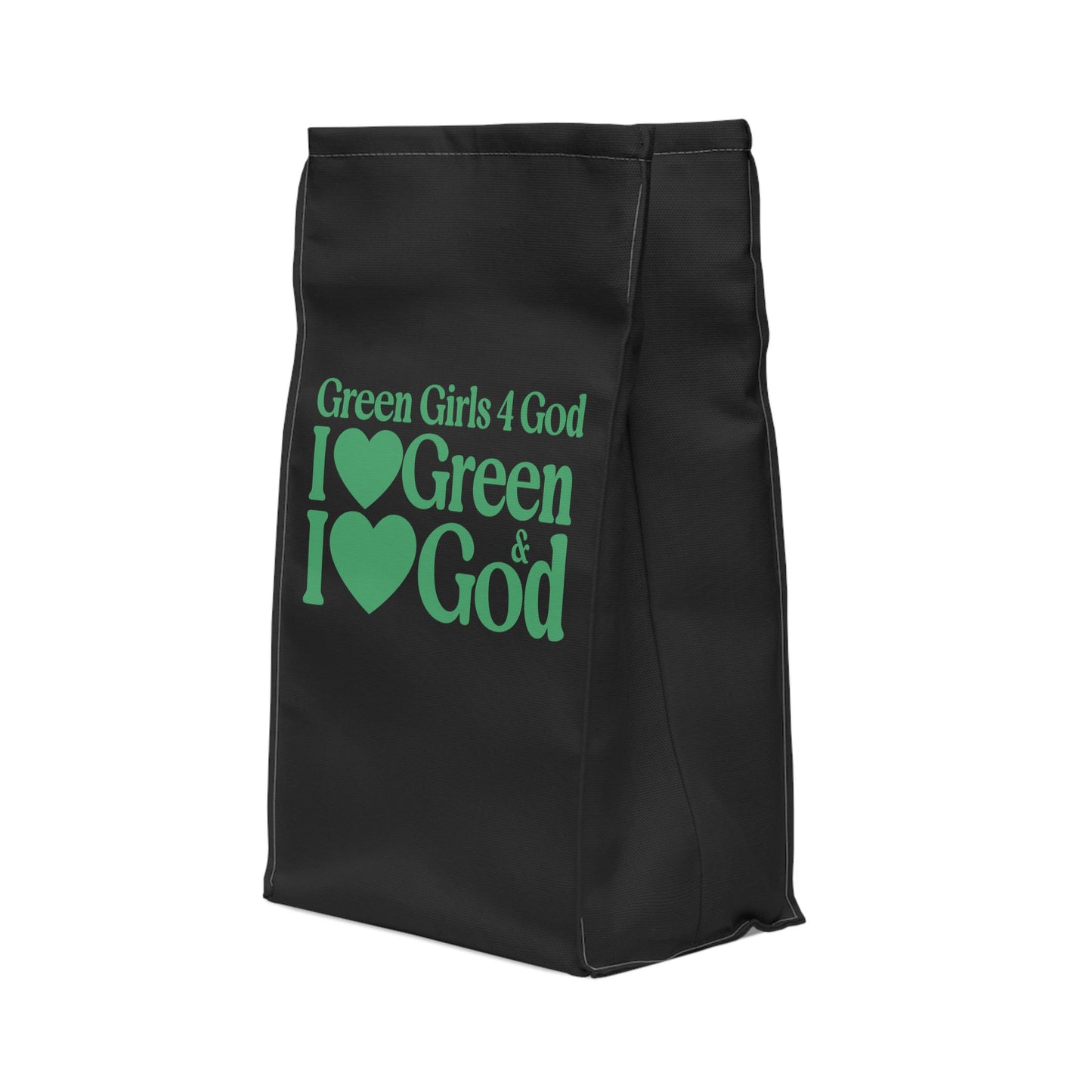 💚 Green Girls 4 God Black Contrast Lunch Tote – Double-Sided Inspirational Faith Lunch Bag | Insulated Lunch Bag | Gift for Girls & Women