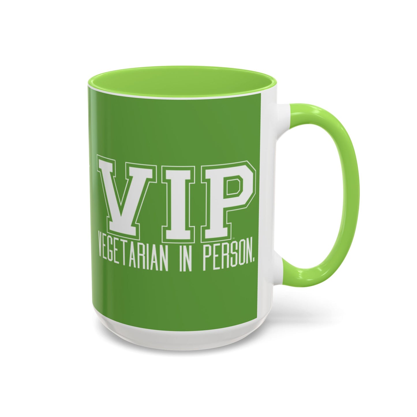 VIP Vegetarian Vegetarian In Person Statement Mug | Cute Funny Vegetarian Coffee Cup | Plant-Based Lifestyle Gift