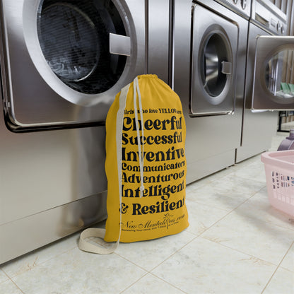 Yellow Girl 4 Life Laundry Bag – Double-Sided Inspirational Yellow Girl Laundry Sack | Spun Polyester Drawstring Bag