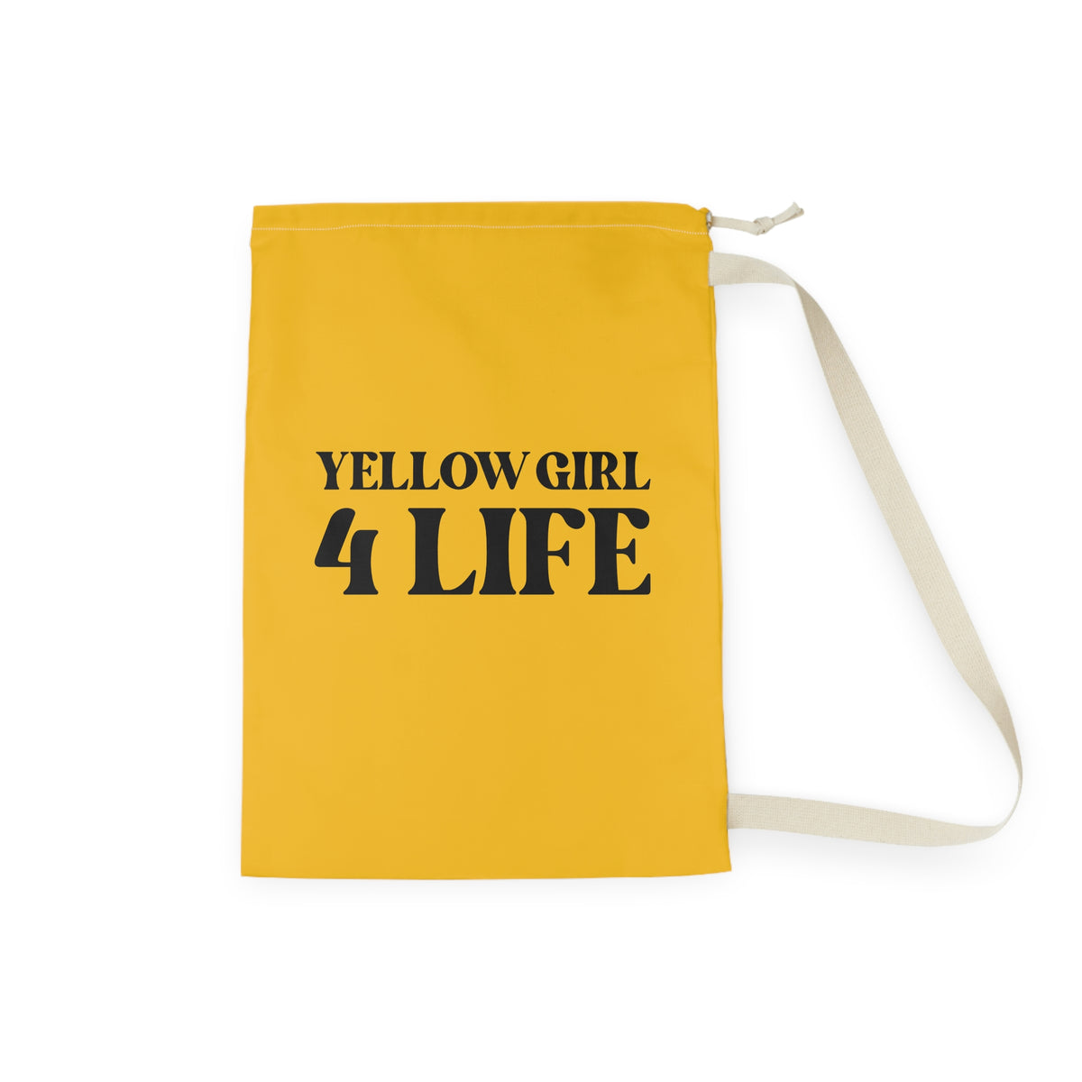 Yellow Girl 4 Life Laundry Bag – Double-Sided Inspirational Yellow Girl Laundry Sack | Spun Polyester Drawstring Bag