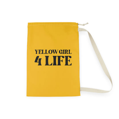 Yellow Girl 4 Life Laundry Bag – Double-Sided Inspirational Yellow Girl Laundry Sack | Spun Polyester Drawstring Bag