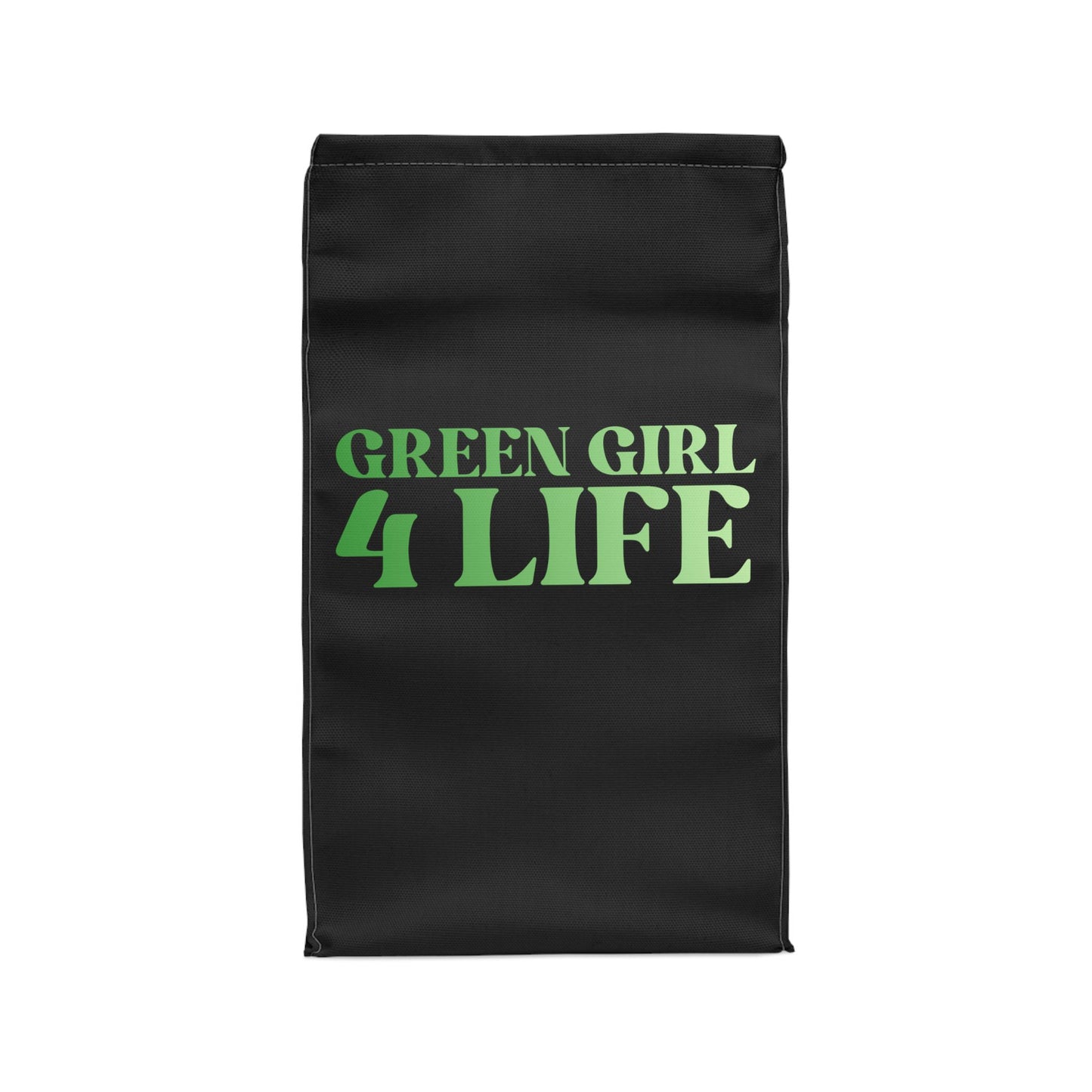 Green Girl 4 Life Black Contrast Lunch Bag – Double-Sided Inspirational Green Girl Lunch Tote | Insulated Lunch Bag | Girl Power Lunch Box
