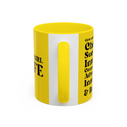 Yellow Girl 4 Life Yellow Mug - Positive Affirmation, Cute, Inspirational Double Sided, 11oz & 15oz Mug, Great Gift