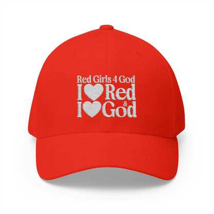 Red Girls 4 God Embroidered Adjustable Baseball Cap – Radiant Red Faith-Based Adult Sized Hat