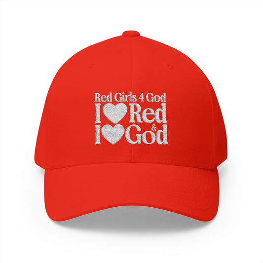 Red Girls 4 God Embroidered Adjustable Baseball Cap – Radiant Red Faith-Based Adult Sized Hat