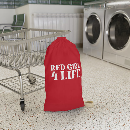 Red Girl 4 Life Laundry Bag – Double-Sided Inspirational Red Girl Laundry Sack | Spun Polyester Drawstring Bag