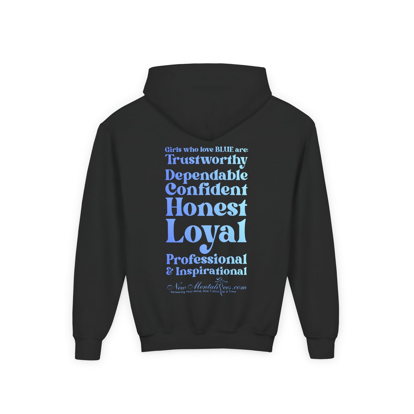 Blue Girl 4 Life Hoodie - Cute Youth Black Graphic Hoodie, Positive Affirmation Hoodie, Inspirational Hoodie, Blue Fashion