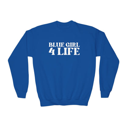 Blue Girl 4 Life Sweatshirt - Cute Youth Blue Graphic Sweatshirt, Positive Affirmation Sweatshirt, Inspirational Sweatshirt, Blue Fashion