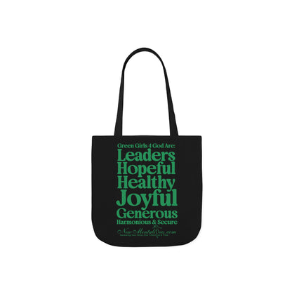 Black Contrast Green Girls 4 God Tote Bag - You are A Leader, Helpful, Healthy, Joyful, Generous, Harmonious and Secure!