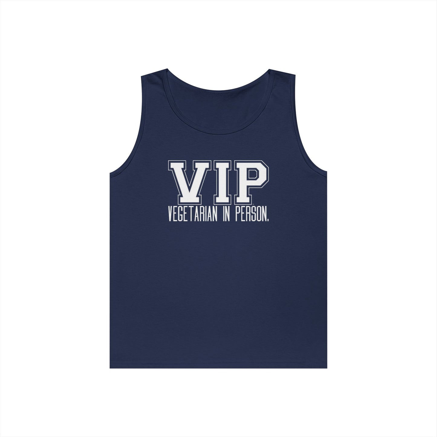 VIP Vegetarian Unisex Tank Top – Vegetarian In Person Healthy Lifestyle Statement Tank | Vegetarian Gift | Summer Tank