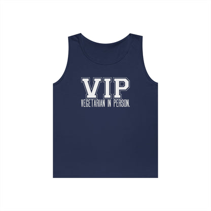 VIP Vegetarian Unisex Tank Top – Vegetarian In Person Healthy Lifestyle Statement Tank | Vegetarian Gift | Summer Tank