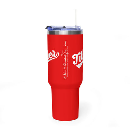 TITHER Baseball Script Tumbler 40oz – Faith-Based Giving Drinkware – Tithing Lifestyle Cup – Church Gift