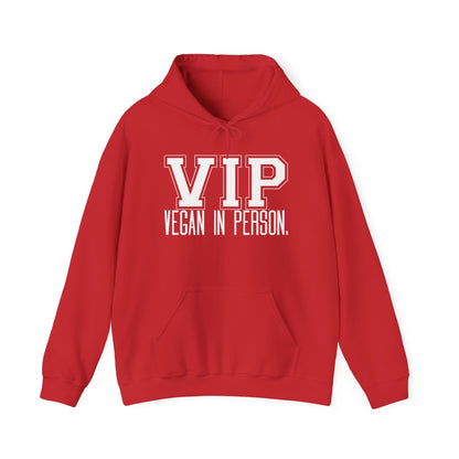 VIP Vegan Unisex Hoodie, Vegan In Person Statement Conversation Starter Hooded Sweatshirt