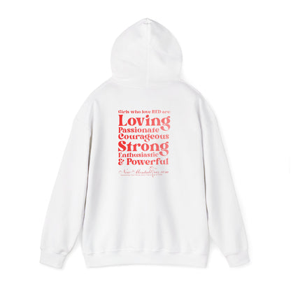 Red Girl 4 Life Hoodie -  Cute Ladies White Graphic Hoodie, Positive Affirmation Hoodie, Inspirational Unisex Hoodie, Red Fashion Hoodie
