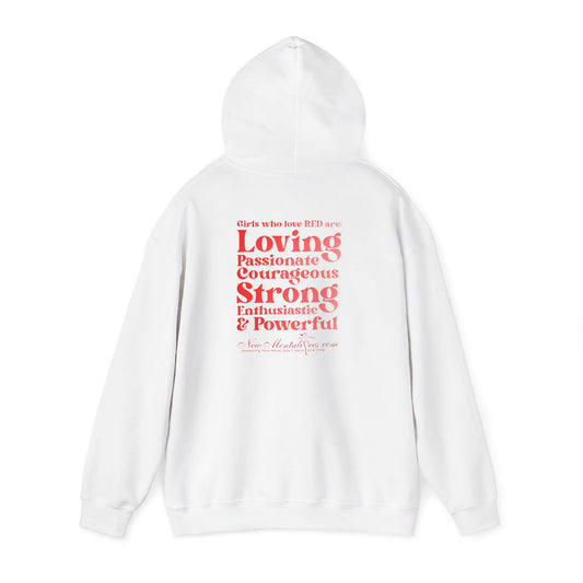 Red Girl 4 Life Hoodie -  Cute Ladies White Graphic Hoodie, Positive Affirmation Hoodie, Inspirational Unisex Hoodie, Red Fashion Hoodie