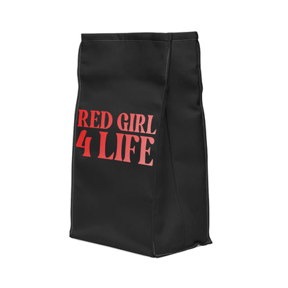 Red Girl 4 Life Black Contrast Lunch Bag – Double-Sided Inspirational Red Girl Lunch Tote | Insulated Lunch Bag | Girl Power Lunch Box
