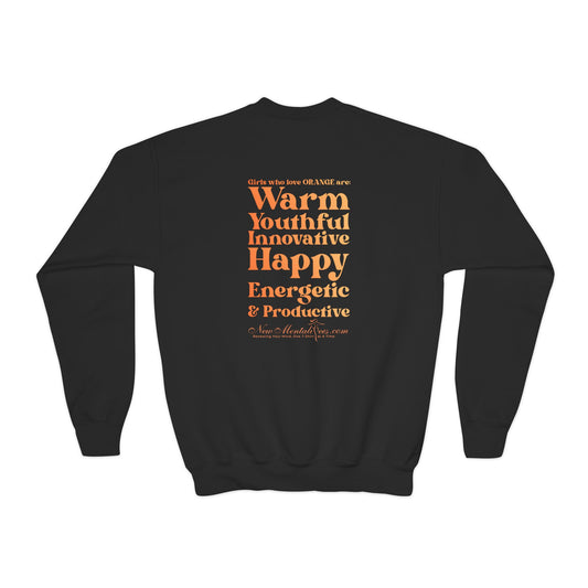 Orange Girl 4 Life Sweatshirt - Cute Youth Black Graphic Sweatshirt, Positive Affirmation Sweatshirt, Inspirational Sweatshirt, Orange Fashion