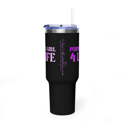 Purple Girl 4 Life 40 oz Black Tumbler - Cute, Purple, Positive, Affirmation, Inspirational, Insulated Tumbler