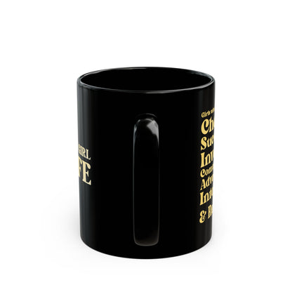 Yellow Girl 4 Life Black Mug - Positive Affirmation, Cute, Inspirational Double Sided, 11oz & 15oz Mug, Great Gift