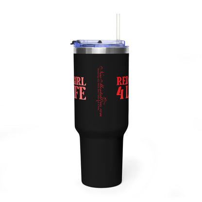 Red Girl 4 Life 40 oz Black Tumbler - Cute, Red, Positive, Affirmation, Inspirational, Double Sided, Insulated Tumbler