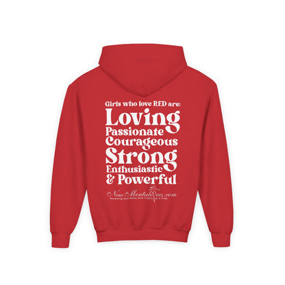 Red Girl 4 Life Hoodie -  Cute Youth Red Graphic Hoodie, Positive Affirmation Hoodie, Inspirational Hoodie, Red Fashion Hoodie