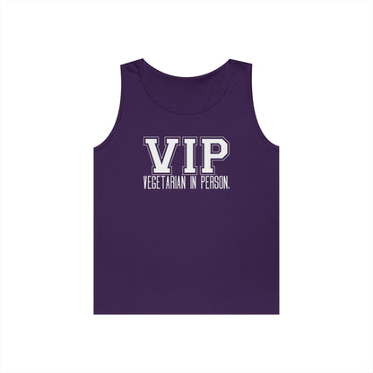 VIP Vegetarian Unisex Tank Top – Vegetarian In Person Healthy Lifestyle Statement Tank | Vegetarian Gift | Summer Tank