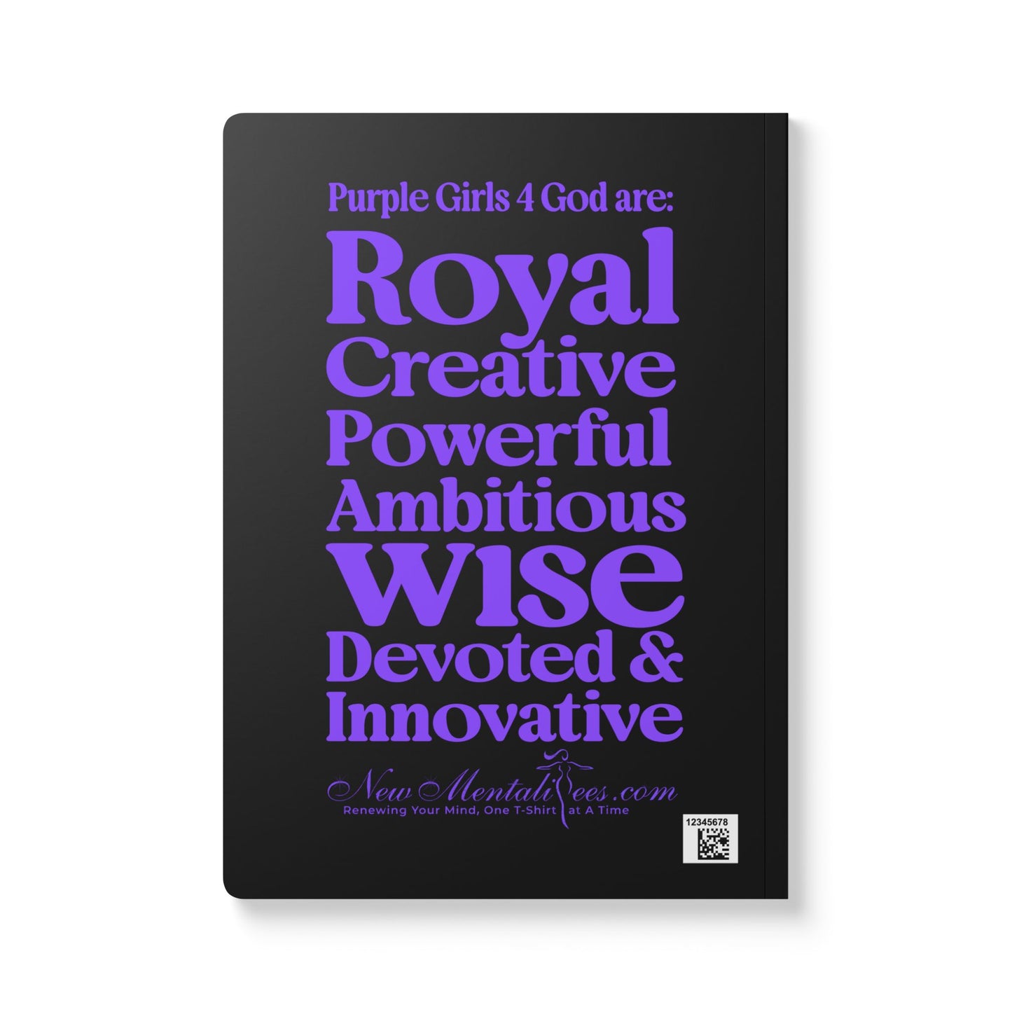 💜 Purple Girls 4 God Black Contrast Softcover Journal – Double-Sided Inspirational Faith Journal | 100 or 200 Pages | Notebook for Girls & Women Who Love God