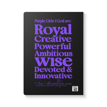 💜 Purple Girls 4 God Black Contrast Softcover Journal – Double-Sided Inspirational Faith Journal | 100 or 200 Pages | Notebook for Girls & Women Who Love God