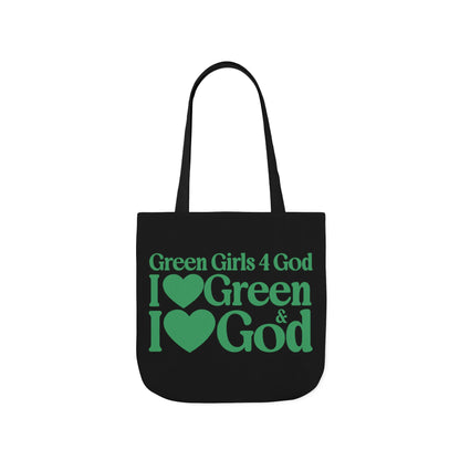 Black Contrast Green Girls 4 God Tote Bag - You are A Leader, Helpful, Healthy, Joyful, Generous, Harmonious and Secure!
