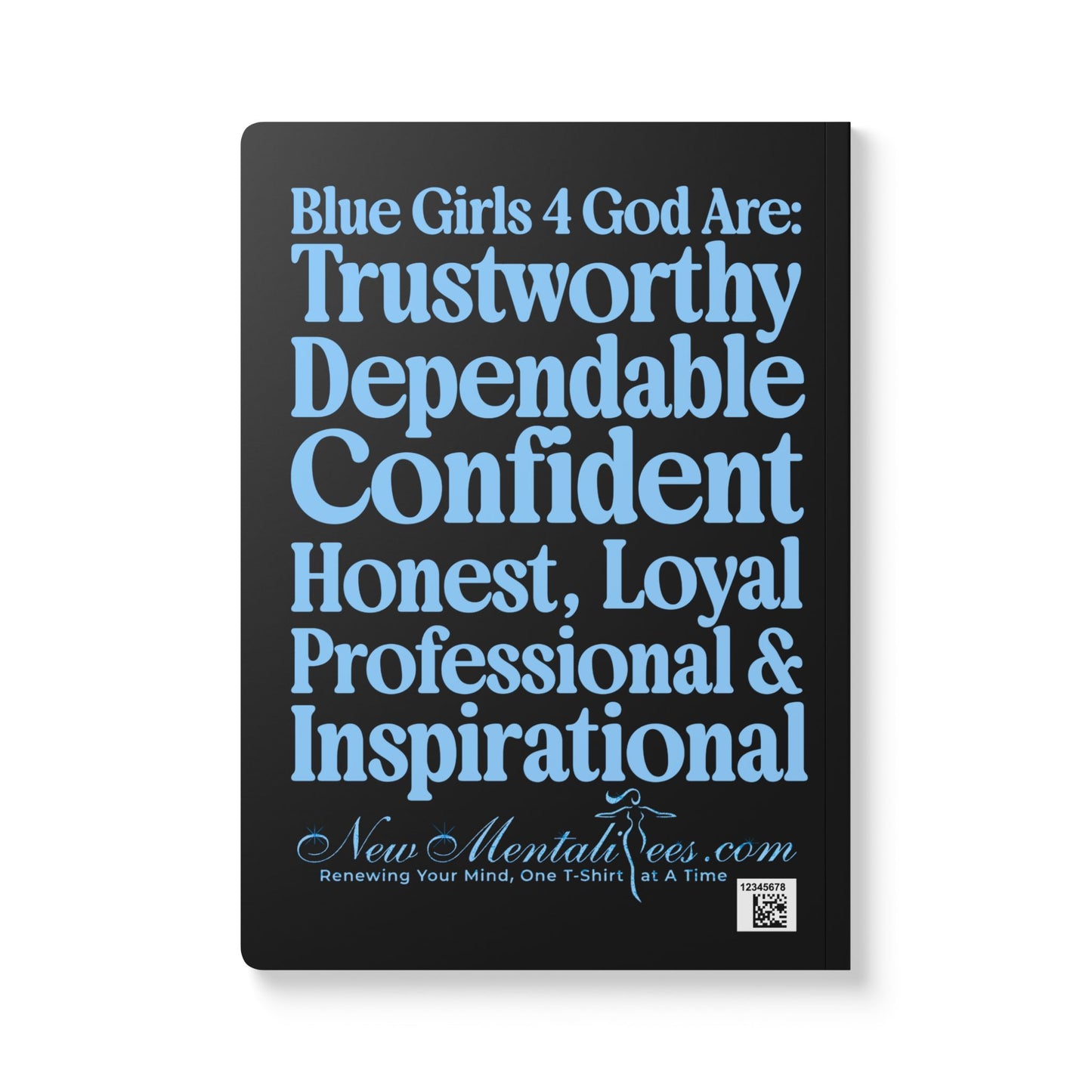 Blue Girls 4 God Black Contrast Softcover Journal – Double-Sided Inspirational Faith Journal | 100 or 200 Pages | Notebook for Girls & Women Who Love God