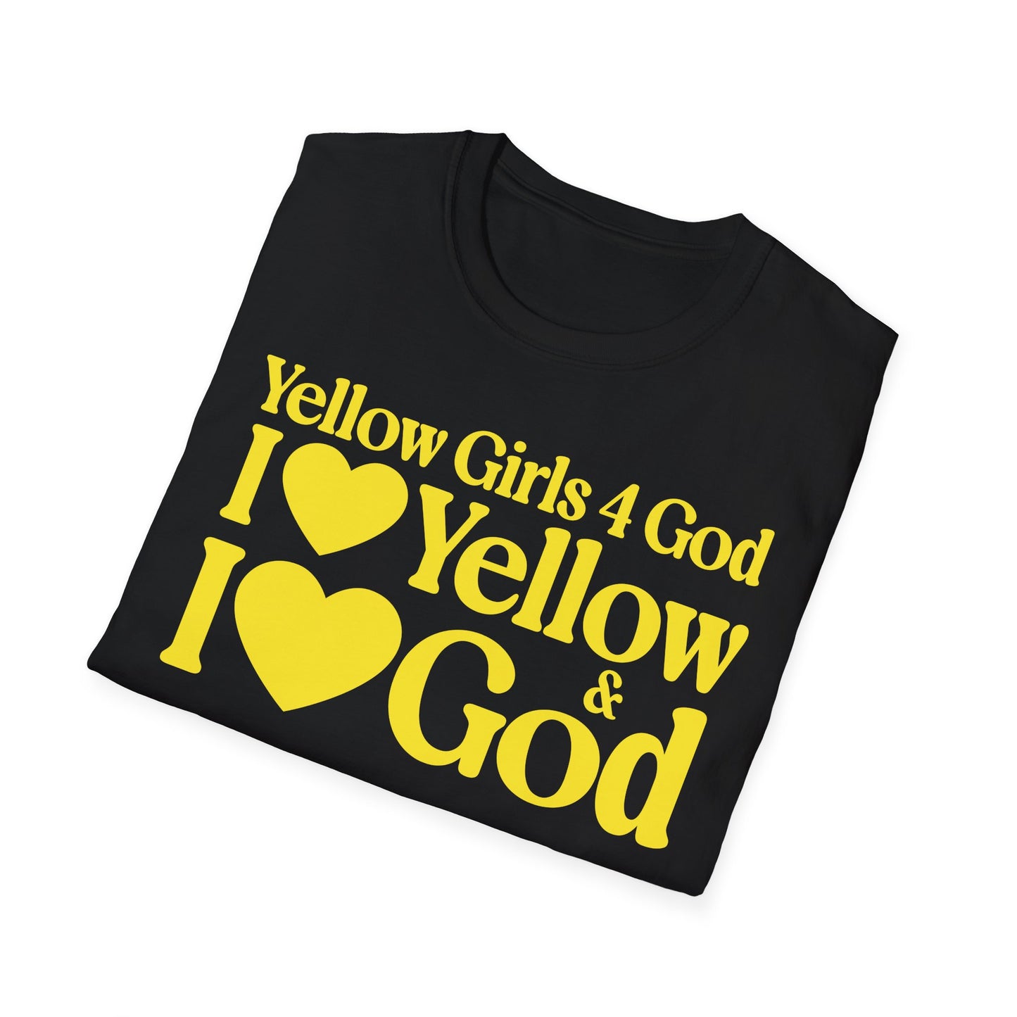 Yellow Girls 4 God Adult T-shirt | Black Contrast