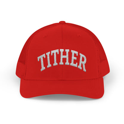 Tither Collegiate Cap | Embroidered Christian Baseball Hat, Unisex Adjustable Faith-Based Cap, Tithing Lifestyle Hat, Church Wear